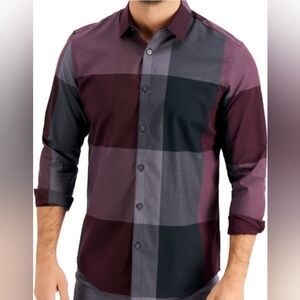 Alfani Casual Button Down Shirt in Black and Purple